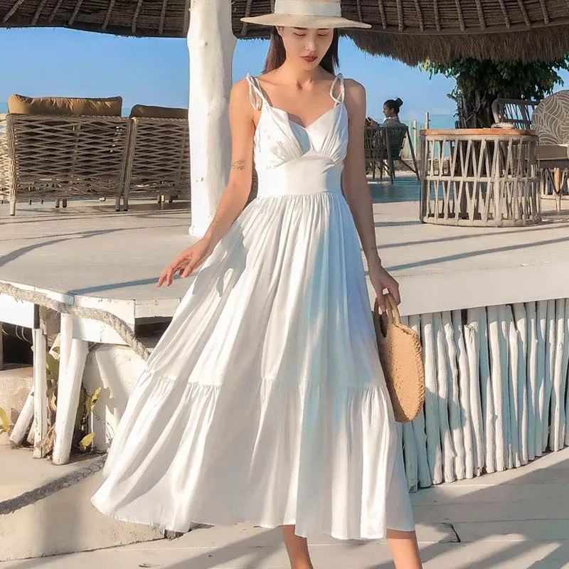 Summer 2021 Korean New Long White Women Straps Dresse`s French Elegant Backless Party Bali Vacation Beach Sundress Sexy Dresses
Summer 2021 Korean New Long White Women Straps Dresse`s French Elegant Backless Party Bali Vacation Beach Sundress Sexy Dresses