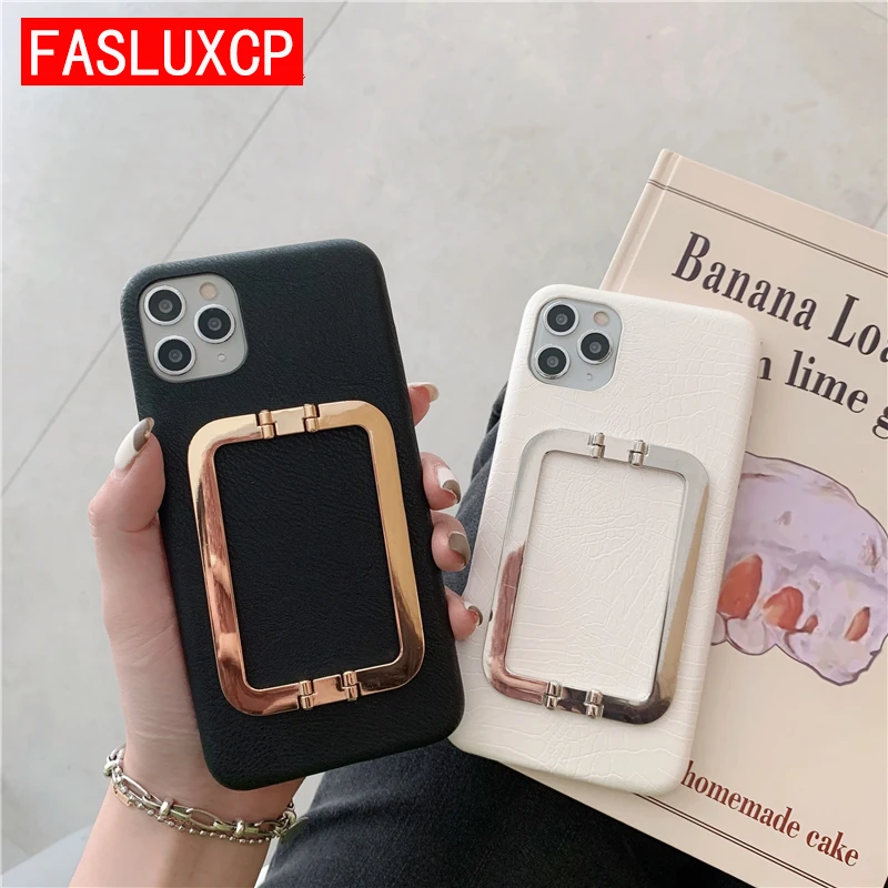 Luxury Metal Phone Holder Leather Phone Case for Funda iPhone 12 Pro Max 8 Plus 7 X XR XS Max 11 SE2 Soft Solid Color Back Cover
Luxury Metal Phone Holder Leather Phone Case for Funda iPhone 12 Pro Max 8 Plus 7 X XR XS Max 11 SE2 Soft Solid Color Back Cover