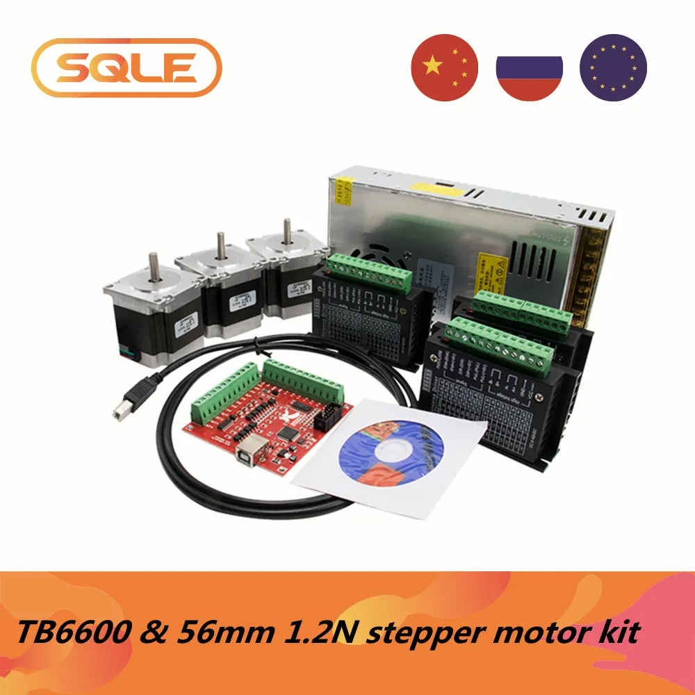 Электродвигатель шаговый TB6600 4A, Micro-драйвер 350 Вт, источник питания 36 В, 4 оси, USB-карта движения, 56 мм, нм, 3 А, Nema23 
Электродвигатель шаговый TB6600 4A, Micro-драйвер 350 Вт, источник питания 36 В, 4 оси, USB-карта движения, 56 мм, нм, 3 А, Nema23