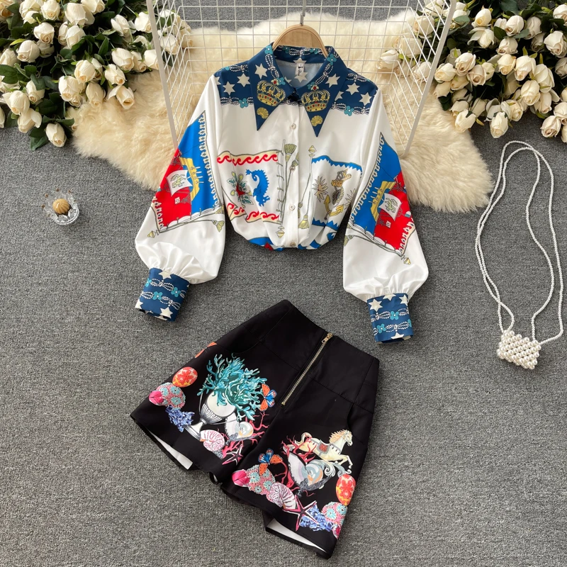 Short Pants Women 2021 Plus Size Romper Female Casual Long Sleeve Flower Print Suit Two-piece Blouse+Pants Summer Fashion Suit
Short Pants Women 2021 Plus Size Romper Female Casual Long Sleeve Flower Print Suit Two-piece Blouse+Pants Summer Fashion Suit