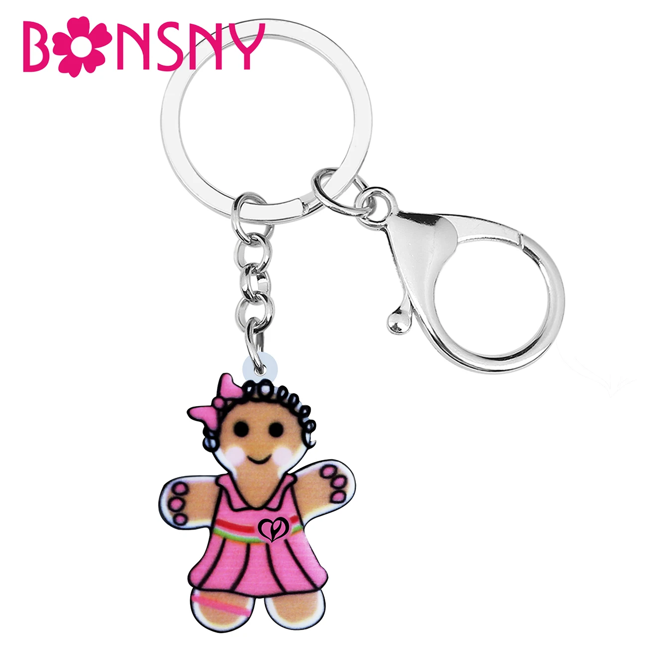 BONSNY Acrylic Cute Vintage Christmas Pink Dress Girl Gingerbread Man Keychains Car Key Chain Ring Jewelry For Child Teen Gift
BONSNY Acrylic Cute Vintage Christmas Pink Dress Girl Gingerbread Man Keychains Car Key Chain Ring Jewelry For Child Teen Gift