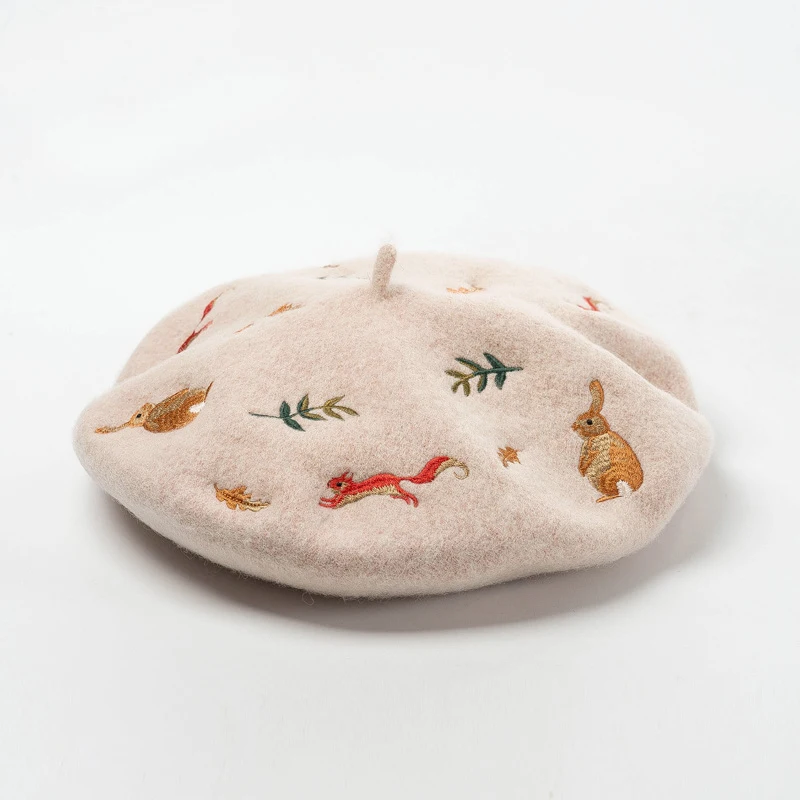Women's Hat Korean Version Autumn Winter New Mori Rabbit Squirrel Embroidered Cashmere Wool Beret
Women's Hat Korean Version Autumn Winter New Mori Rabbit Squirrel Embroidered Cashmere Wool Beret