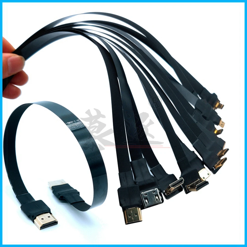 FPV Micro/Mini HDMI-совместимый адаптер 90 градусов 5 см-100 см FPC плоский кабель HDMI шаг 20