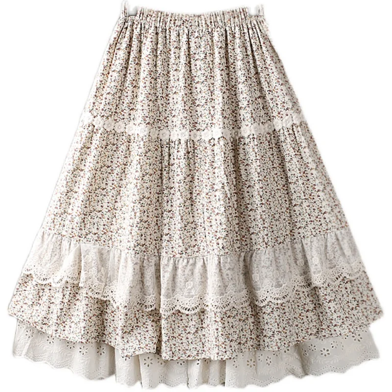 Spring New Women'S Sweet Small Fresh Elastic Waist Lace Stitching Cotton Linen Floral Long Skirt Loose
Spring New Women'S Sweet Small Fresh Elastic Waist Lace Stitching Cotton Linen Floral Long Skirt Loose