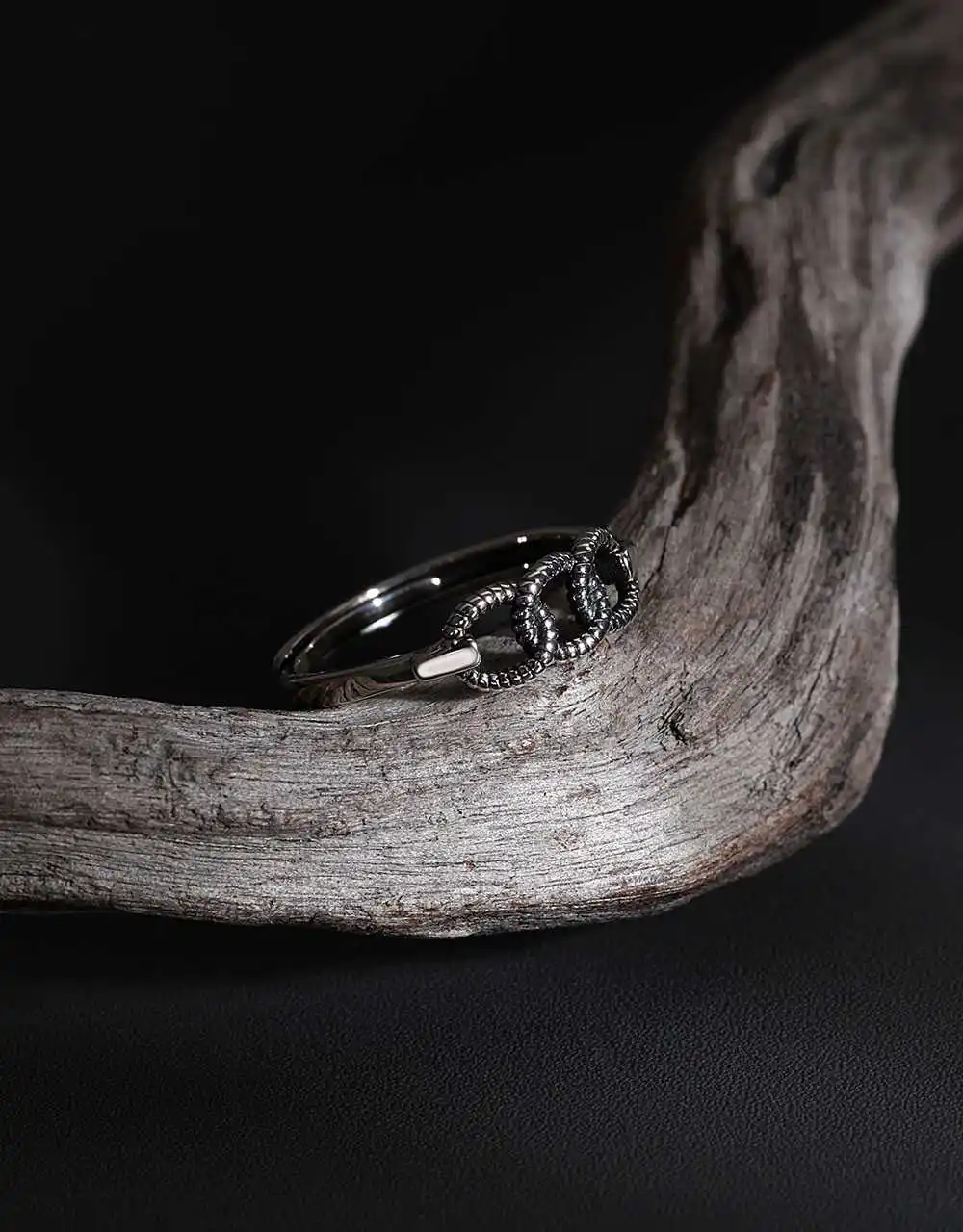925 Sterling Silver for Women Ring Vintage Punk Style Chain Ring Unisex Couple Ring Adjustable Size Ring Thai Silver Jewelry
925 Sterling Silver for Women Ring Vintage Punk Style Chain Ring Unisex Couple Ring Adjustable Size Ring Thai Silver Jewelry