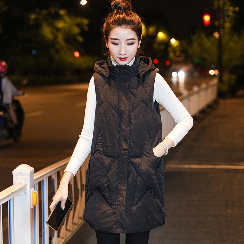 Women's Long Vest Solid Hooded Zipper Ladies Casual Sleeveless Jacket Pockets Autumn Winter Waistcoat for Female
Women's Long Vest Solid Hooded Zipper Ladies Casual Sleeveless Jacket Pockets Autumn Winter Waistcoat for Female