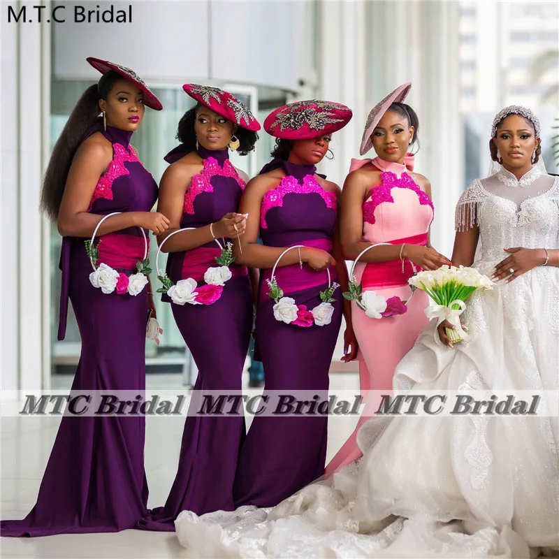Long South African Bridesmaid Dresses 2021 Mermaid Halter Backless Purple Wedding Party Gowns Custom Made Maids Of Honor Dress
Long South African Bridesmaid Dresses 2021 Mermaid Halter Backless Purple Wedding Party Gowns Custom Made Maids Of Honor Dress