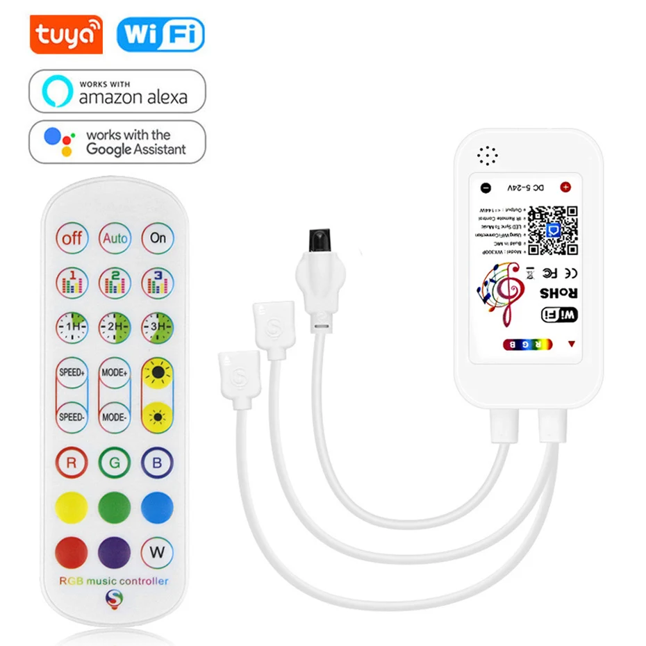 DC5V 12V 24V Tuya Smart LED Strip light 24key Remote RGB Dimmer Controller Voice and Music Sync Build in Microphone for Alexa
DC5V 12V 24V Tuya Smart LED Strip light 24key Remote RGB Dimmer Controller Voice and Music Sync Build in Microphone for Alexa