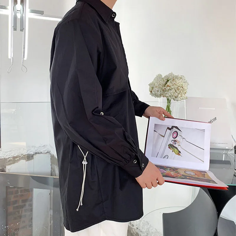 Men Drawstring Waist Long Sleeve Casual White Black Shirt Male Japan Harajuku Streetwear Loose Dress Shirts
Men Drawstring Waist Long Sleeve Casual White Black Shirt Male Japan Harajuku Streetwear Loose Dress Shirts