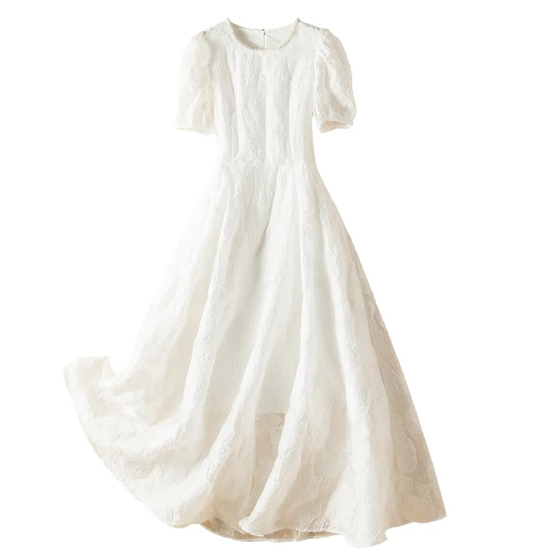 2021 Summer New Arrival Plus Size Sweet Elegant Short Sleeve Pure White Floral Lanon Dress Woman
2021 Summer New Arrival Plus Size Sweet Elegant Short Sleeve Pure White Floral Lanon Dress Woman
