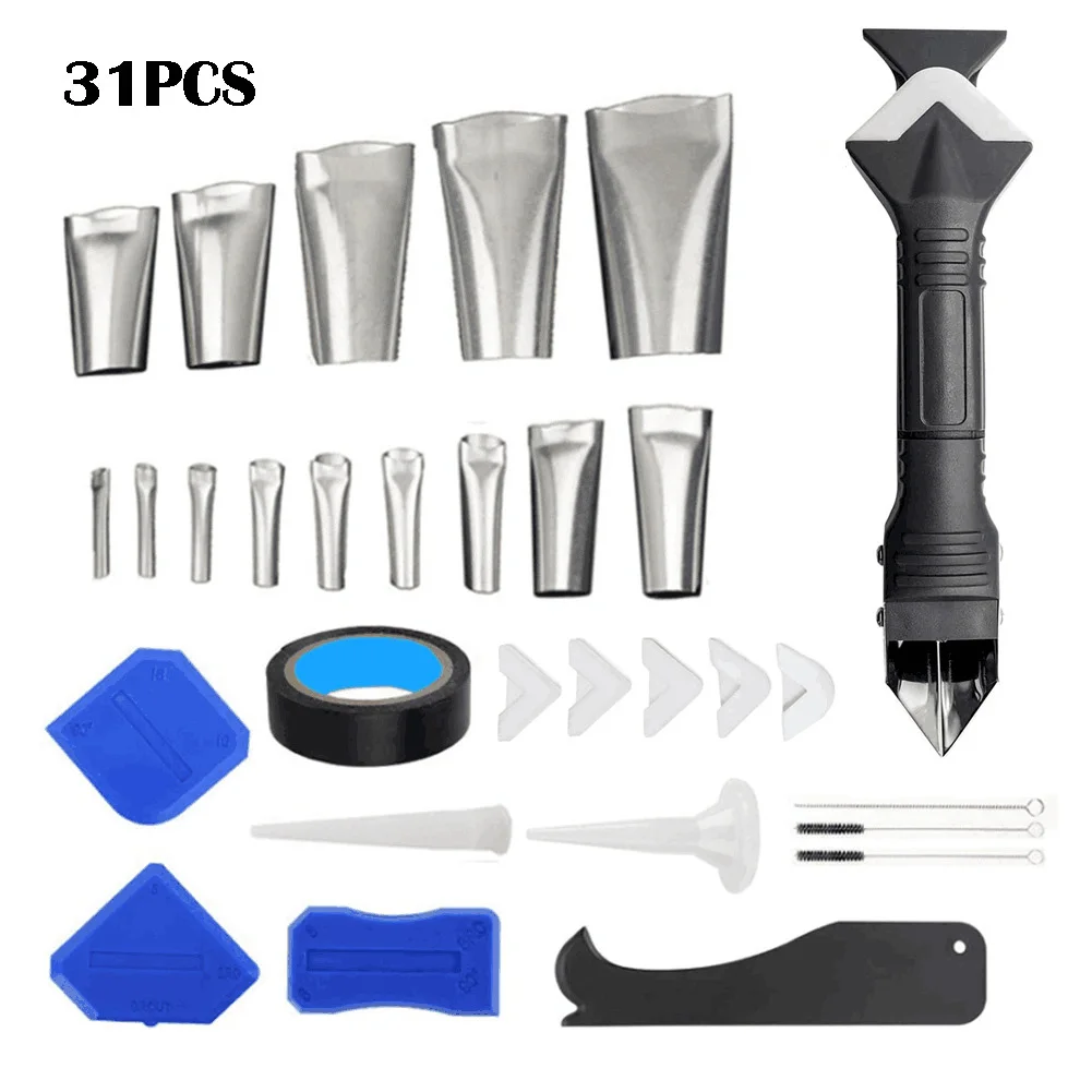 31 PCS 3 In 1 Silicone Caulking Finishing Sealant Grout Tool Caulk Nozzle Applicator Finisher Sealant Spatula Scraper Kit
31 PCS 3 In 1 Silicone Caulking Finishing Sealant Grout Tool Caulk Nozzle Applicator Finisher Sealant Spatula Scraper Kit