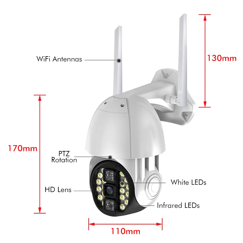 20LED 2MP Security Smart WiFi Outdoor IP Camera 1080P HD IP66 Waterproof Night Vision Two-way Audio Remote Control Monitor CCTV
20LED 2MP Security Smart WiFi Outdoor IP Camera 1080P HD IP66 Waterproof Night Vision Two-way Audio Remote Control Monitor CCTV