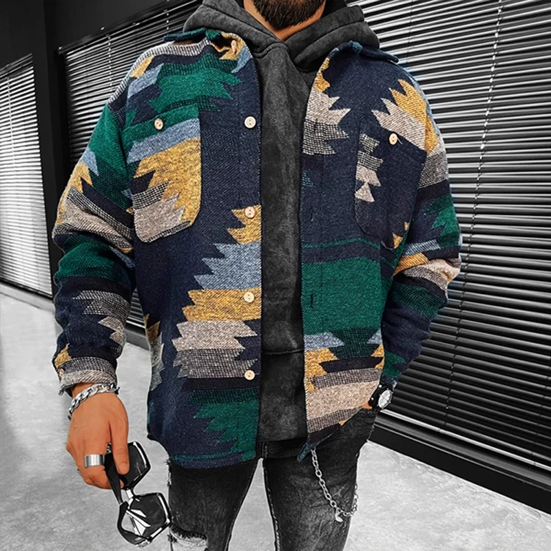 Fashion Printed Buttoned Jackets Men Casual Loose Turn-down Collar Coats Vintage Pattern Outerwear 2021 New Fall Mens Streetwear
Fashion Printed Buttoned Jackets Men Casual Loose Turn-down Collar Coats Vintage Pattern Outerwear 2021 New Fall Mens Streetwear
