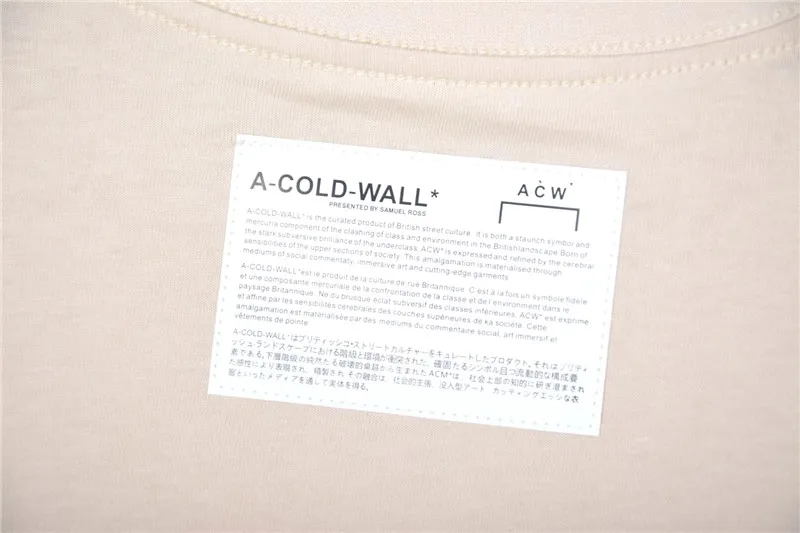 Men A-COLD-WALL Women T Shirt Casual Loose ACW T-Shirts Big Patch Tag Black Apricot A-COLD-WALL Top Tees
Men A-COLD-WALL Women T Shirt Casual Loose ACW T-Shirts Big Patch Tag Black Apricot A-COLD-WALL Top Tees