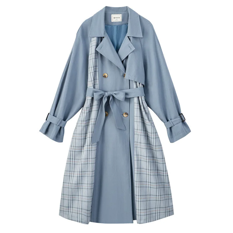 Spring Autumn Windbreaker Female Trench Coat Design Plaid Stitching Fashion New Casual Long Quality Outerwear Women
Spring Autumn Windbreaker Female Trench Coat Design Plaid Stitching Fashion New Casual Long Quality Outerwear Women