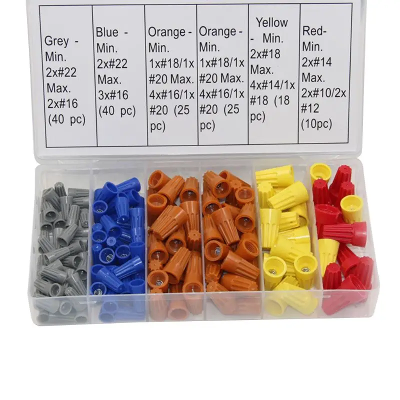 X37E 158PCS Electrical Wire Connectors Screw Terminals with Spring Insert Twist Nuts Quick Disconnects Flat Connectors Cable
X37E 158PCS Electrical Wire Connectors Screw Terminals with Spring Insert Twist Nuts Quick Disconnects Flat Connectors Cable