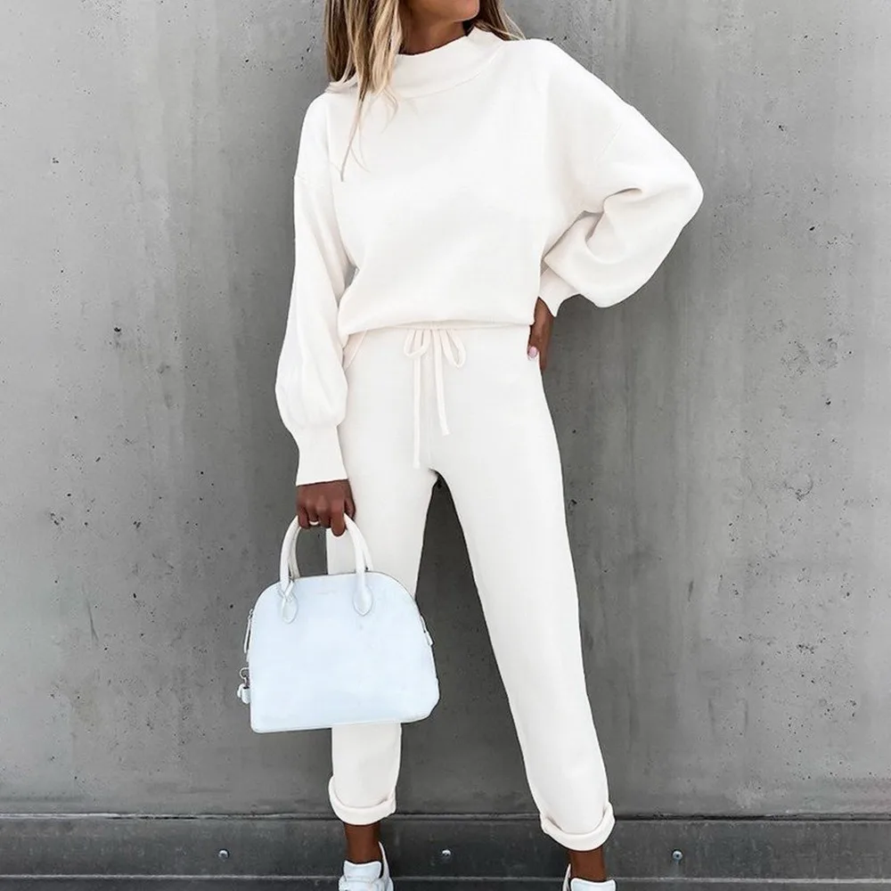 Solid Tracksuit Women Two Piece Set Autumn Clothes Oversize Sweatshirt Top and Stacked Pants Jogging Suit Female Leisure Outfits 
Solid Tracksuit Women Two Piece Set Autumn Clothes Oversize Sweatshirt Top and Stacked Pants Jogging Suit Female Leisure Outfits
