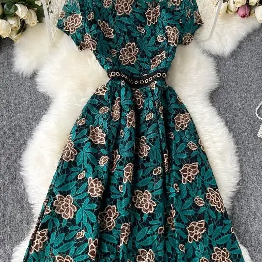 Women's Elegant Floral Lace Long Dress Summer 2021 Short Sleeve Streetwear Hollow Out Dress Ladies Vintage Party Vestidos
Women's Elegant Floral Lace Long Dress Summer 2021 Short Sleeve Streetwear Hollow Out Dress Ladies Vintage Party Vestidos