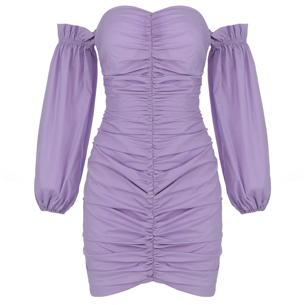 Ailigou 2020 Summer Women's Sexy Strapless Party Dress Lady Lantern Sleeve Ruffled Wrinkled Dress Bodycon Violet Dress
Ailigou 2020 Summer Women's Sexy Strapless Party Dress Lady Lantern Sleeve Ruffled Wrinkled Dress Bodycon Violet Dress