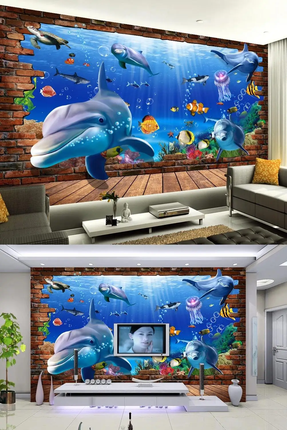 New Custom 3D Large Mural Wallpaper cartoon Three-dimensional Underwater World children's room TV Background living Bedroom
New Custom 3D Large Mural Wallpaper cartoon Three-dimensional Underwater World children's room TV Background living Bedroom