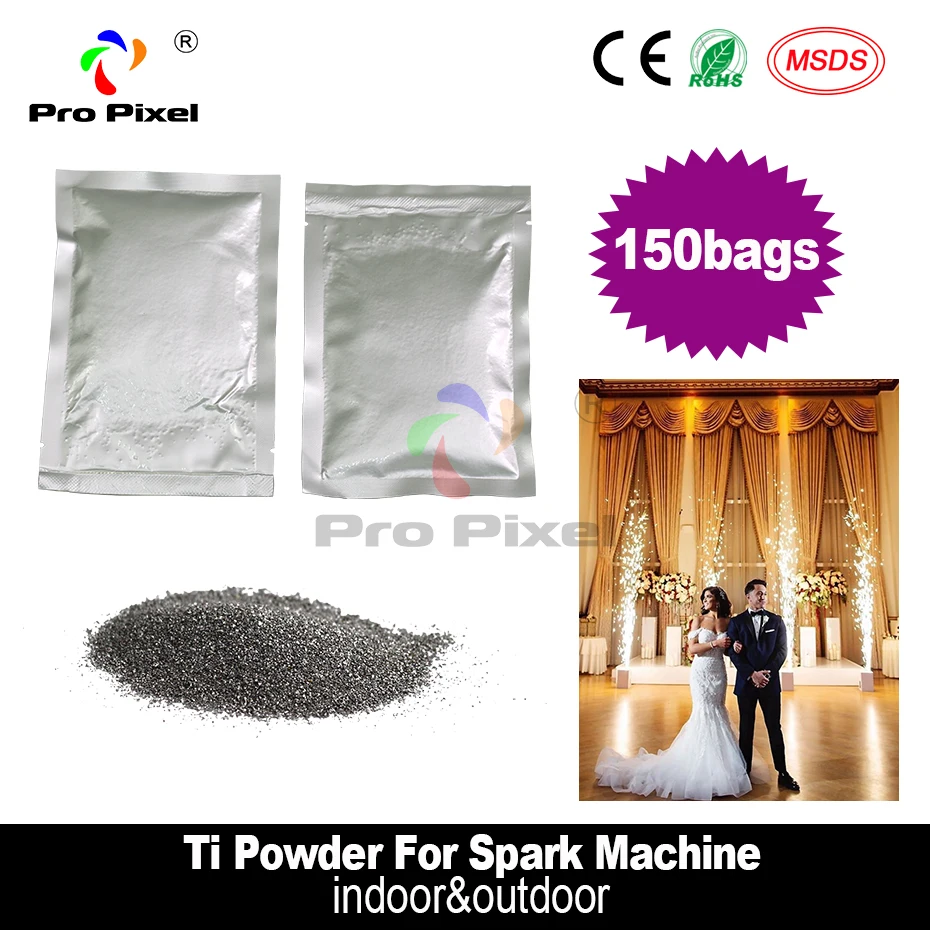 150 пакетов Ti Powder 200 г/пакет для холодной искры Firework Machine Свадьба Sparkular с