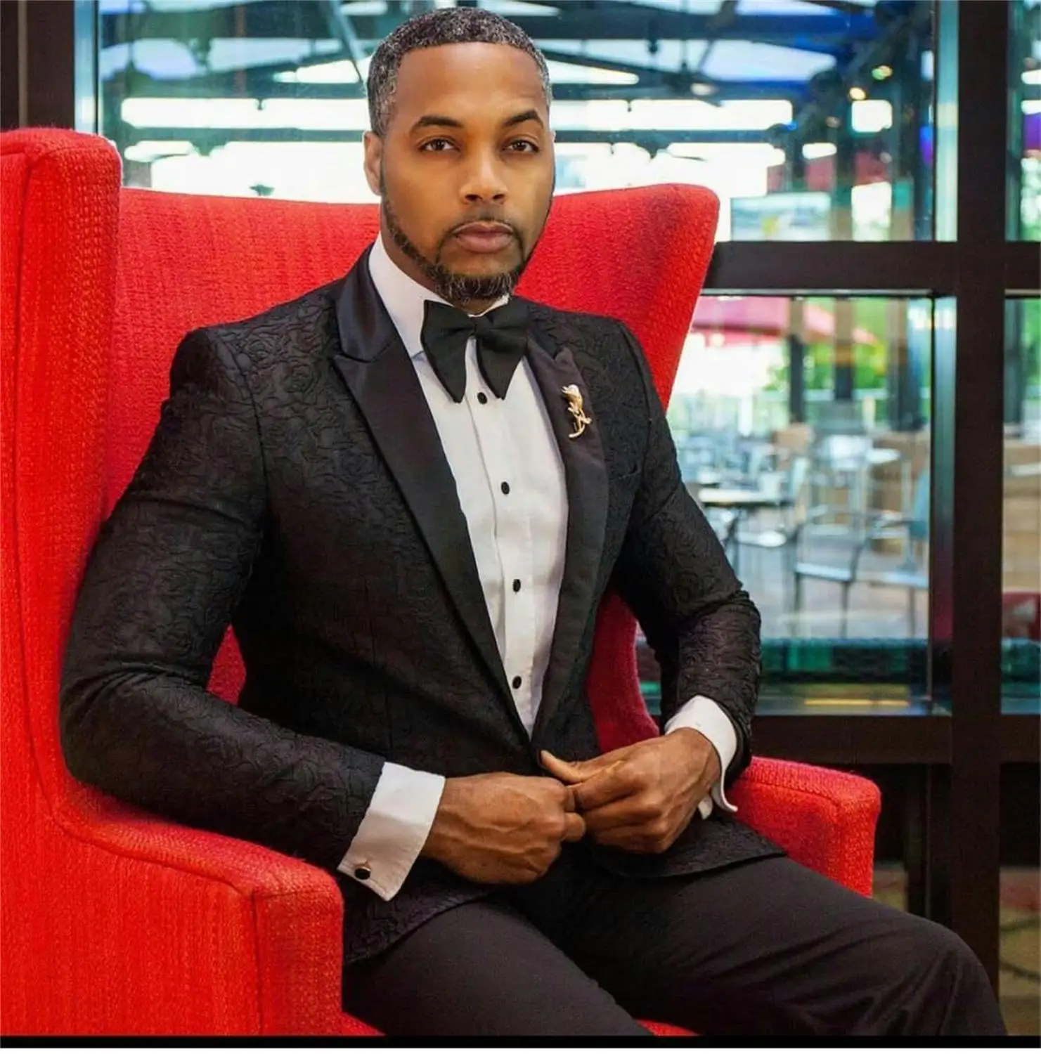 Balck Floral Pattern Mens 2 Piece Suits Groom Best Man Tailored Fit Prom Party Wedding Tuxedos
Balck Floral Pattern Mens 2 Piece Suits Groom Best Man Tailored Fit Prom Party Wedding Tuxedos