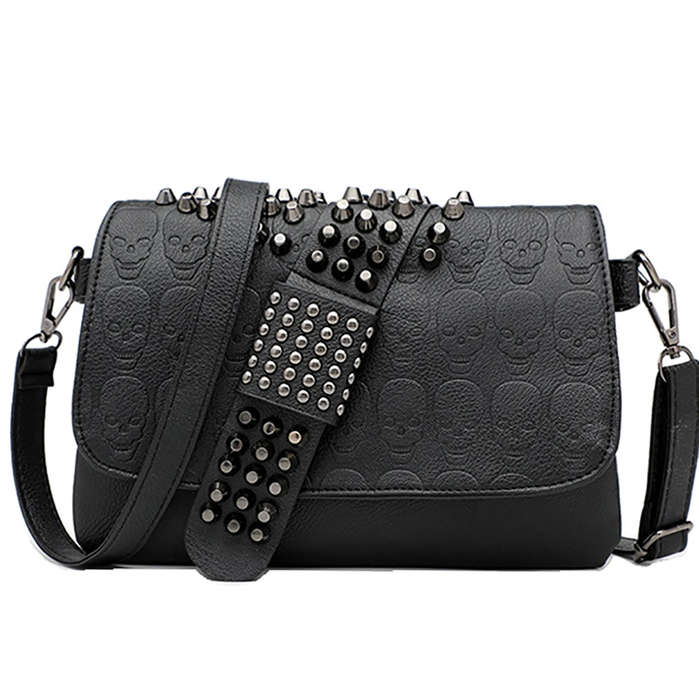 Women Brand Rivet Crossbody Bags Female Luxury Designer Punk Shoulder Bag Black Skull Handbags For Ladies Shopper High Quality 
Women Brand Rivet Crossbody Bags Female Luxury Designer Punk Shoulder Bag Black Skull Handbags For Ladies Shopper High Quality