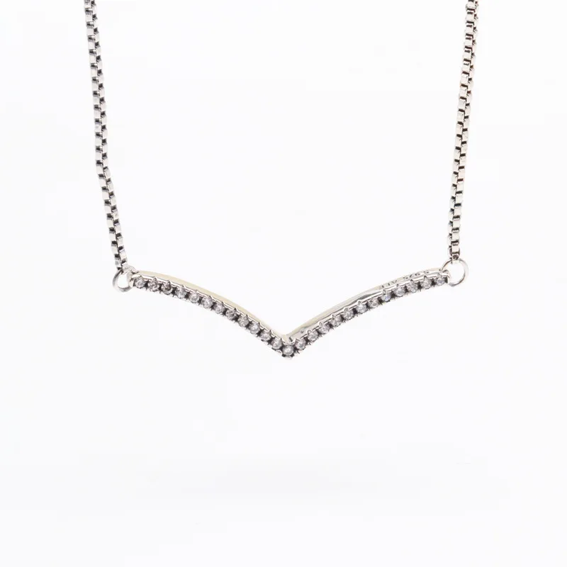 Authentic 100% 925 silver Twinkles 925 Silver Necklace New V-shaped Wish Of Thin Clavicle Chain for Christmas Gift
Authentic 100% 925 silver Twinkles 925 Silver Necklace New V-shaped Wish Of Thin Clavicle Chain for Christmas Gift