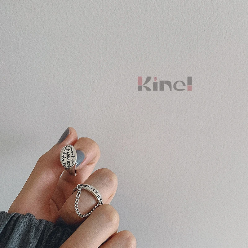 Kinel Letter Ring Authentic 925 Sterling Silver Free Size Adjustable Finger Rings for Women Fashion Jewelry Silver Ring 2020 New
Kinel Letter Ring Authentic 925 Sterling Silver Free Size Adjustable Finger Rings for Women Fashion Jewelry Silver Ring 2020 New