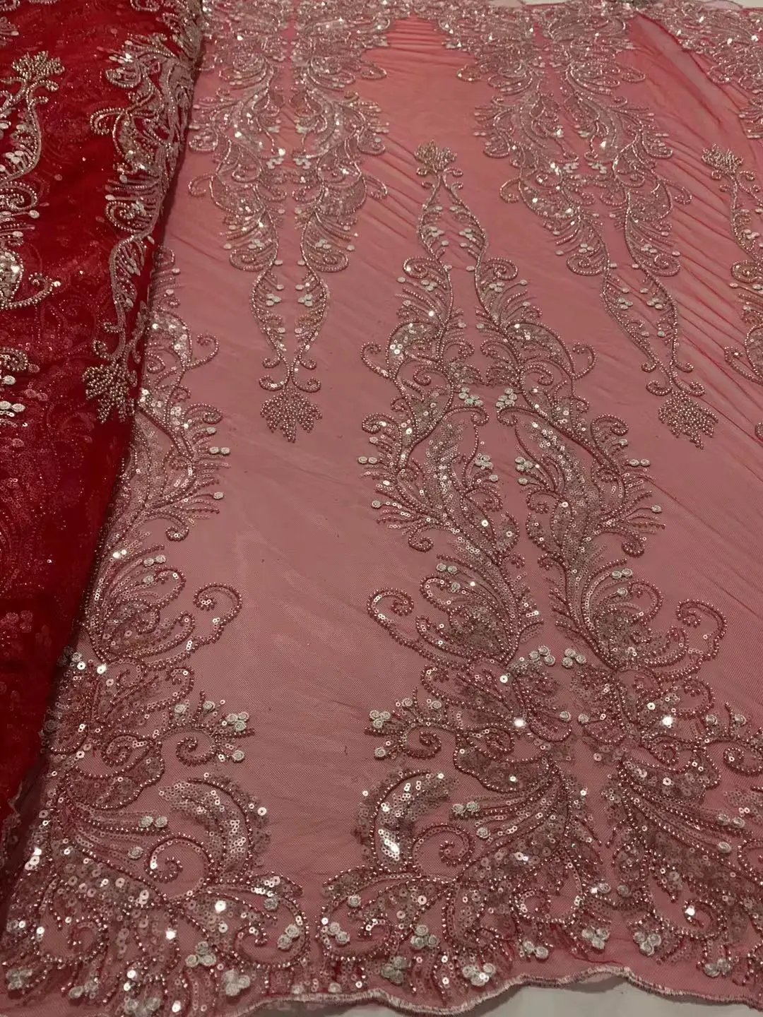 African Red Sequins Tulle Lace Fabric 5 Yards 2021 High Quality Embroidered French Net Lace Nigerian Beaded Lace For Party
African Red Sequins Tulle Lace Fabric 5 Yards 2021 High Quality Embroidered French Net Lace Nigerian Beaded Lace For Party
