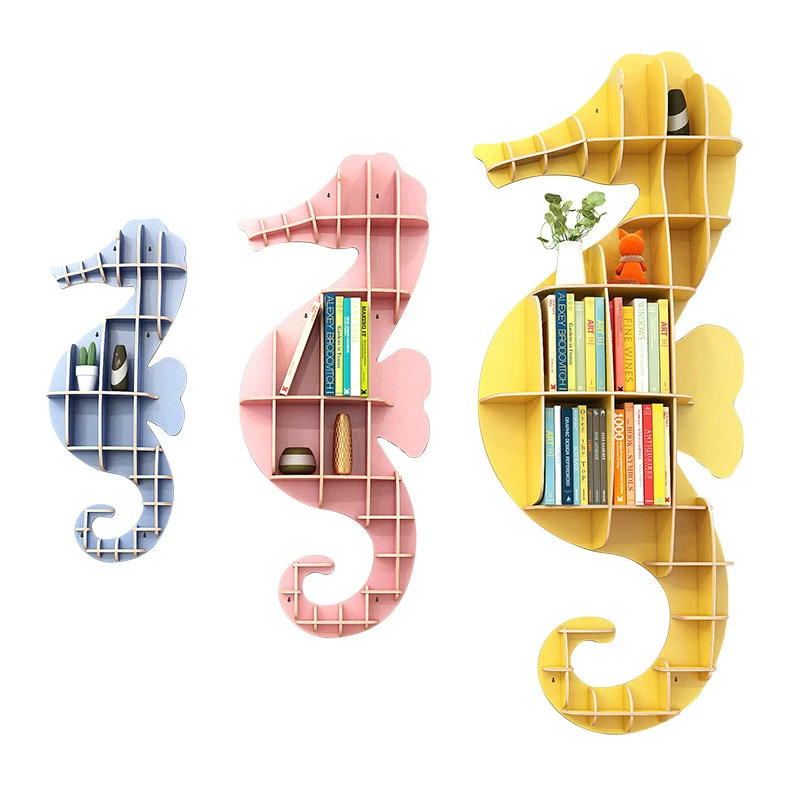 Nordic solid wood multi-layer shelf creative seahorse living room storage rack modern simple wall hanging decoration etagere 
Nordic solid wood multi-layer shelf creative seahorse living room storage rack modern simple wall hanging decoration etagere