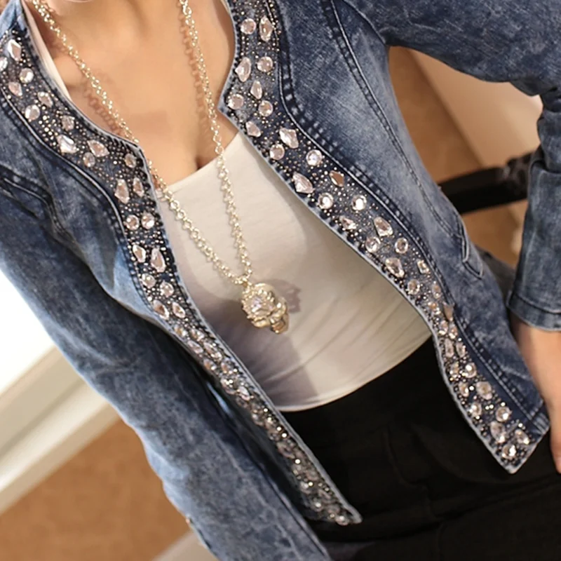 Fall 2020 Spring New High-Quality Vintage Diamond Sequin Denim Jacket Ladies Stretch Long-Sleeved Jacket Plus Size S-4XL Jacket 
Fall 2020 Spring New High-Quality Vintage Diamond Sequin Denim Jacket Ladies Stretch Long-Sleeved Jacket Plus Size S-4XL Jacket
