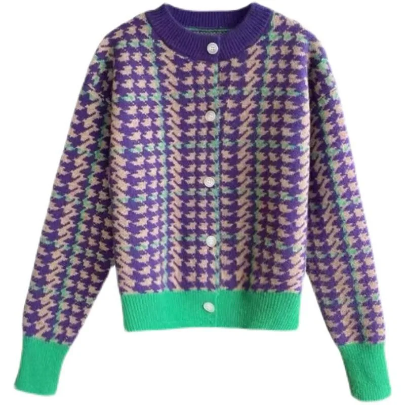 Houndstooth Knitted Cardigan Sweater Women Autumn Full Sleeve Single Breasted Jumpers Vintage Loose Female Tops Femme 2021
Houndstooth Knitted Cardigan Sweater Women Autumn Full Sleeve Single Breasted Jumpers Vintage Loose Female Tops Femme 2021