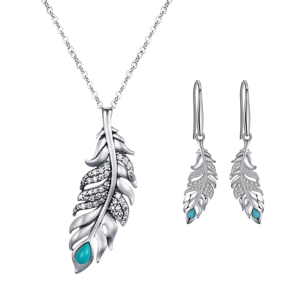 GW Elegant Autumn Feather Jewelry Set with Turquoise Dangle Earring Pendant Necklaces for Women 925 Sterling Silver Jewelry
GW Elegant Autumn Feather Jewelry Set with Turquoise Dangle Earring Pendant Necklaces for Women 925 Sterling Silver Jewelry