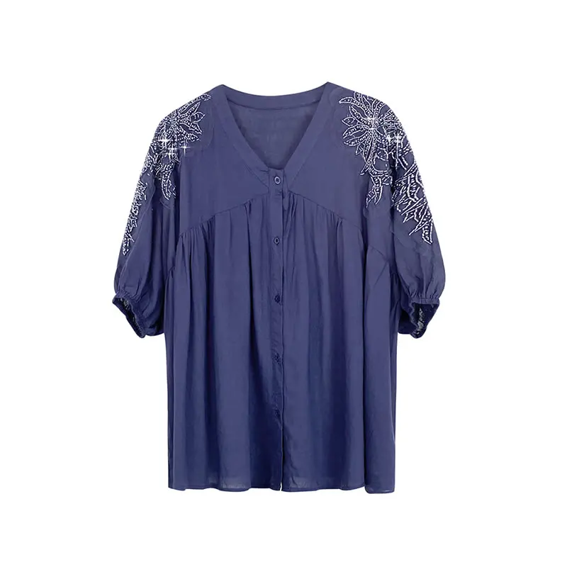 XITAO Beading Patchwork Decoration Shirt Single-breasted Summer New Product Heavy Industry Craft Personality Shirt LDD2168 
XITAO Beading Patchwork Decoration Shirt Single-breasted Summer New Product Heavy Industry Craft Personality Shirt LDD2168