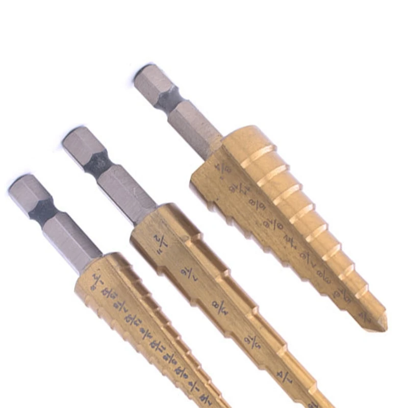 3 Pcs Step Drill Bits High Speed Steel Drill Kit for Metal Aluminium Wood Drilling Hole
3 Pcs Step Drill Bits High Speed Steel Drill Kit for Metal Aluminium Wood Drilling Hole