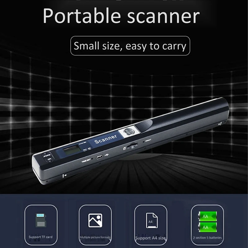 Portable Scanner A4 900 DPI free 64GB Memory card Support OCR Handheld Scanner JPG/PDF USB2.0 Support Card Doent Scanner for Of 
Portable Scanner A4 900 DPI free 64GB Memory card Support OCR Handheld Scanner JPG/PDF USB2.0 Support Card Doent Scanner for Of