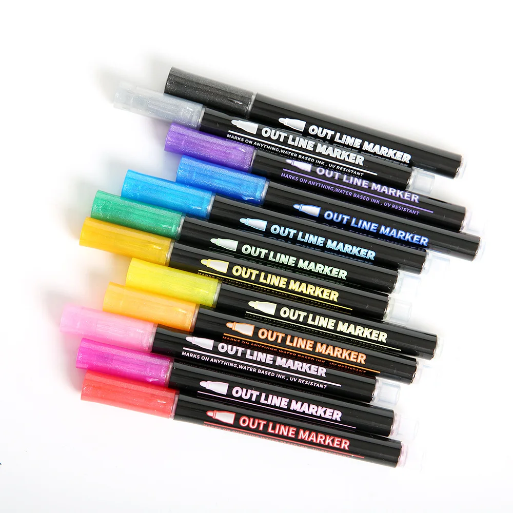 12 Color Double Line Outline Pen Set Metallic Color Magic Highlighter Marker Pen for Art Painting Writing School Supplies
12 Color Double Line Outline Pen Set Metallic Color Magic Highlighter Marker Pen for Art Painting Writing School Supplies