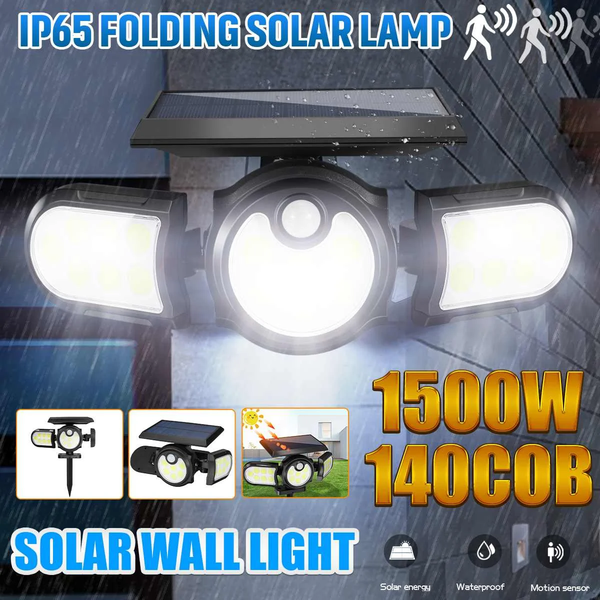 Solar Light Outdoor Waterproof Motion Sensor Solar Garden Lights 3 Heads Rotable Powerful Outdoor Light Solar Energy Wall Lamp
Solar Light Outdoor Waterproof Motion Sensor Solar Garden Lights 3 Heads Rotable Powerful Outdoor Light Solar Energy Wall Lamp