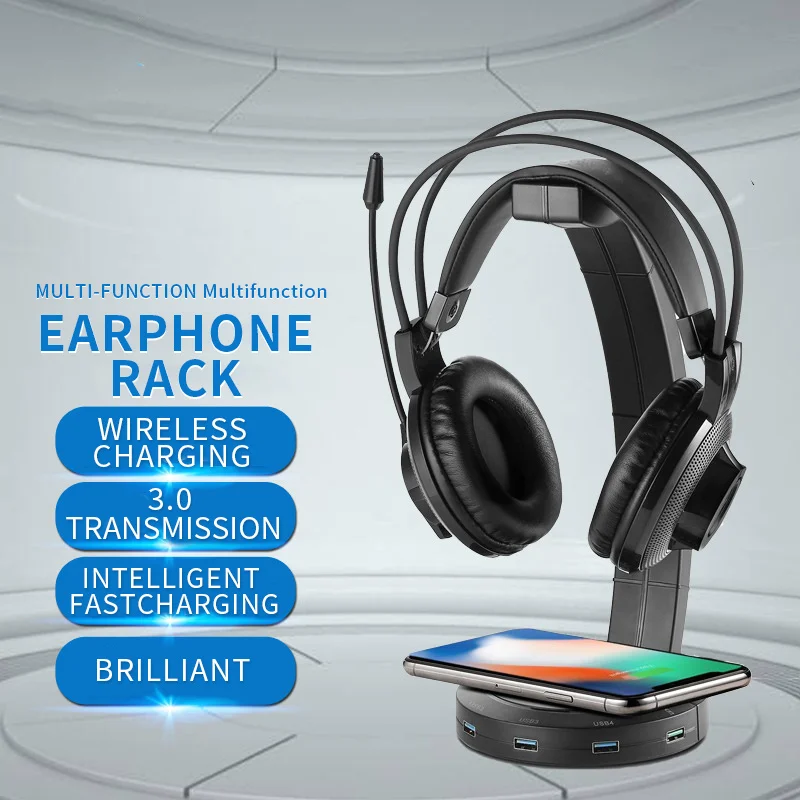 Headphones Stand with RGB Light 4 USB Ports Charge Support 15W/10W Wireless Charging. Holder for Gamers PC Desk
Headphones Stand with RGB Light 4 USB Ports Charge Support 15W/10W Wireless Charging. Holder for Gamers PC Desk