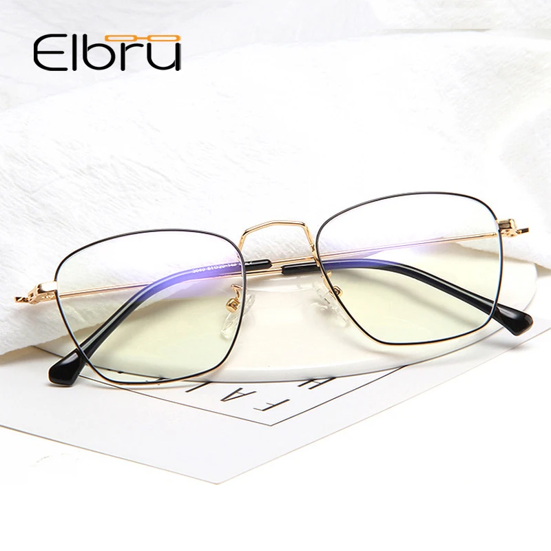 

Elbru Polygon Metal Anti Blue Light Blocking Glasses Frame Men & Women Computer Games Goggles Eyeglasses Optical Spectacle Frame