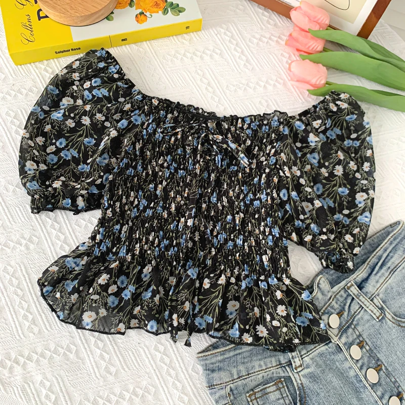 2021 Summer New Sweet and Wild Floral Folds Slim Slimming Ruffled Puff Sleeve Chiffon Shirt Women
2021 Summer New Sweet and Wild Floral Folds Slim Slimming Ruffled Puff Sleeve Chiffon Shirt Women