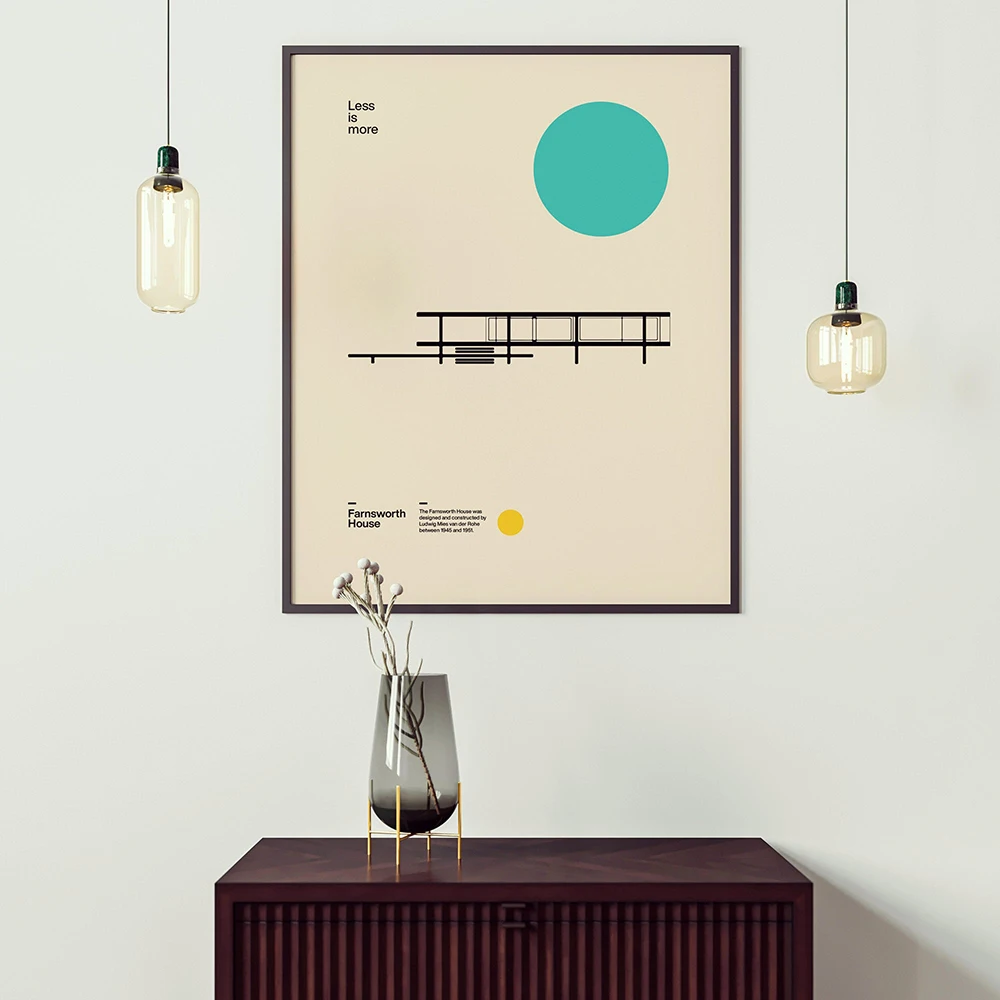 

Bauhaus Exhibition Farnsworth House Poster Minimal Art Canvas Print Abstract Architecture Painting Wall Picture for Living Room