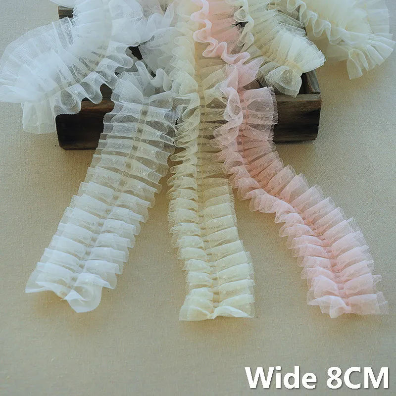 8CM Wide Tulle Double Layers Polka Dot Pleated Wedding Dress Lace Trim 3D Embroidery Ribbon DIY Sewing Clothing Guipure Supplies
8CM Wide Tulle Double Layers Polka Dot Pleated Wedding Dress Lace Trim 3D Embroidery Ribbon DIY Sewing Clothing Guipure Supplies