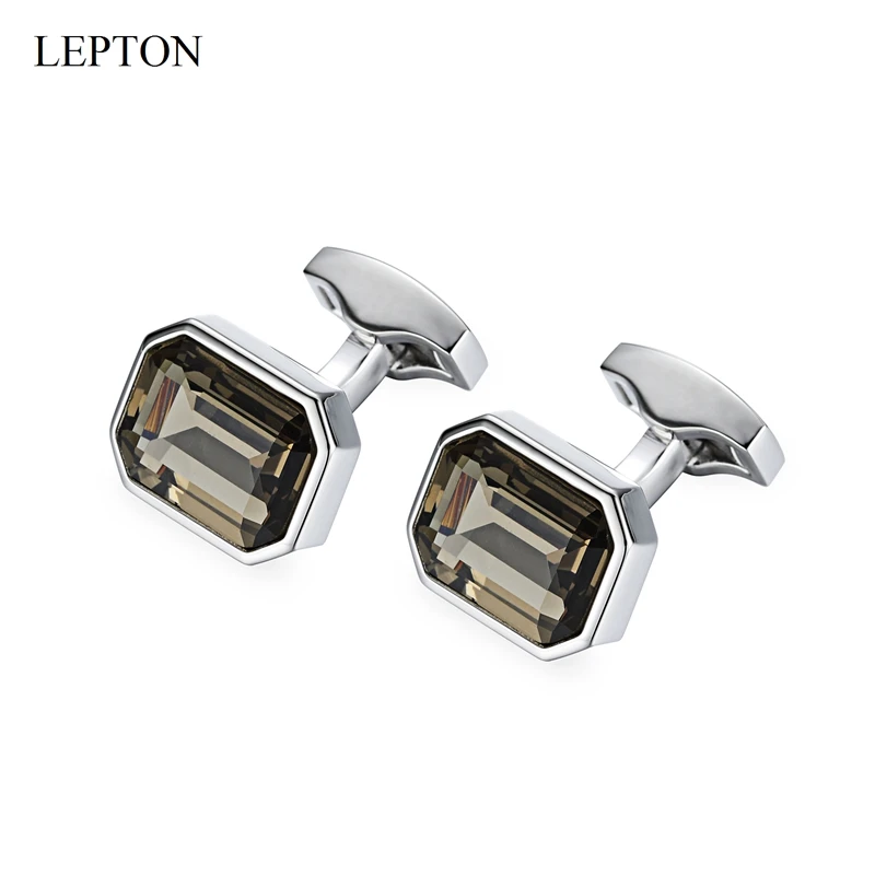 

Low-Key Luxury Olive Green Glass Cufflinks For Mens Lepton High Quality Classic Square Brass Cuff links Men Shirt Cuffs Cufflink