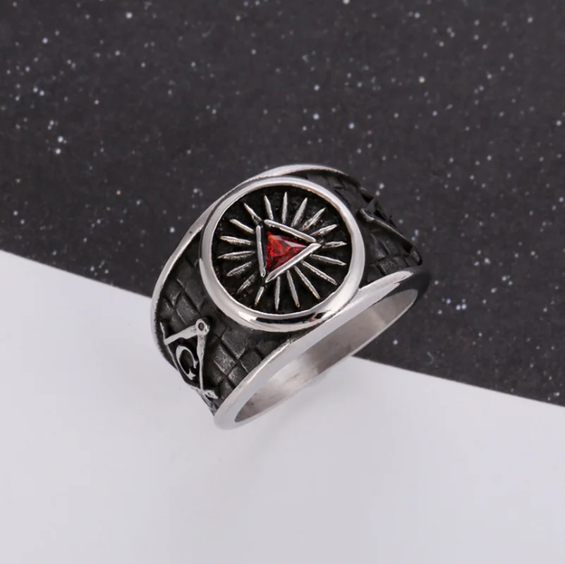 Retro Punk Religious Style Red Zircon Inlaid Masonic Ring Men's High Quality Metal Amulet Jewelry
Retro Punk Religious Style Red Zircon Inlaid Masonic Ring Men's High Quality Metal Amulet Jewelry