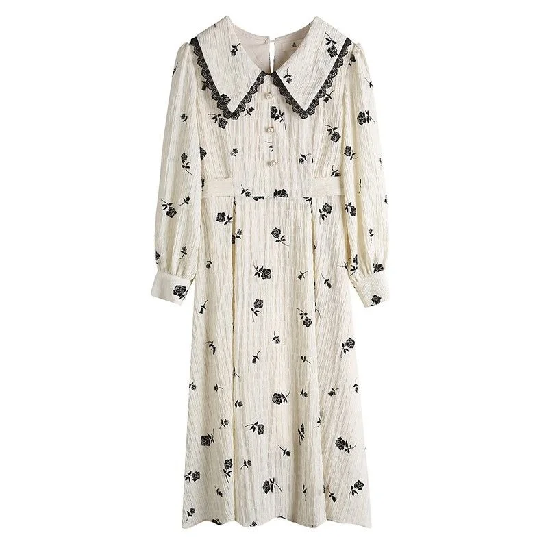 Floral Dress Women Evening Party Casual Long Sleeve Vintage Dress Female Peter Pan Collar One-piece Dress Korean 2020 Autumn
Floral Dress Women Evening Party Casual Long Sleeve Vintage Dress Female Peter Pan Collar One-piece Dress Korean 2020 Autumn