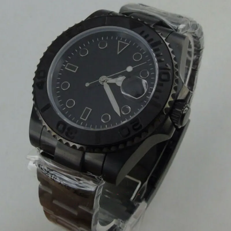 40mm black sterile Dial no logo Rotating Brushed Ceramic Bezel Date Sapphire Glass PVD coated Automatic Movement men's Watch
40mm black sterile Dial no logo Rotating Brushed Ceramic Bezel Date Sapphire Glass PVD coated Automatic Movement men's Watch