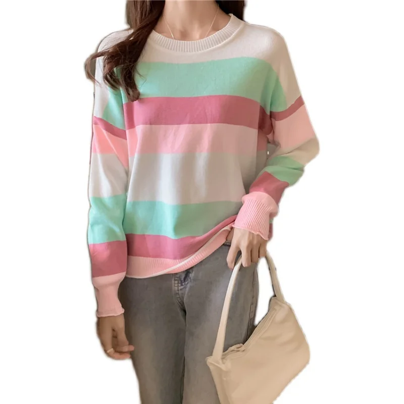 GRUIICEEN fashion stripe knit sweater pullovers round neck casual autumn long sleeve women sweaters
GRUIICEEN fashion stripe knit sweater pullovers round neck casual autumn long sleeve women sweaters