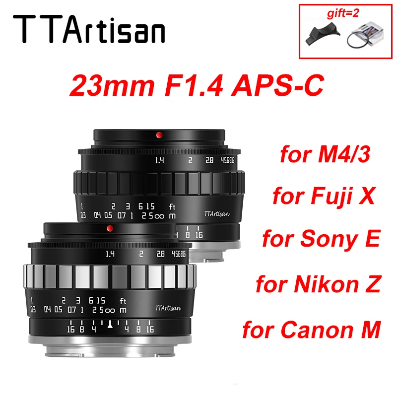 TTArtisan 23mm F1.4 APS-C Manual Lens for Sony E Fuji X Nikon Z M4/3 Canon EF-M EOSM Olympus Panasonic Leica L Sigma Mount
TTArtisan 23mm F1.4 APS-C Manual Lens for Sony E Fuji X Nikon Z M4/3 Canon EF-M EOSM Olympus Panasonic Leica L Sigma Mount